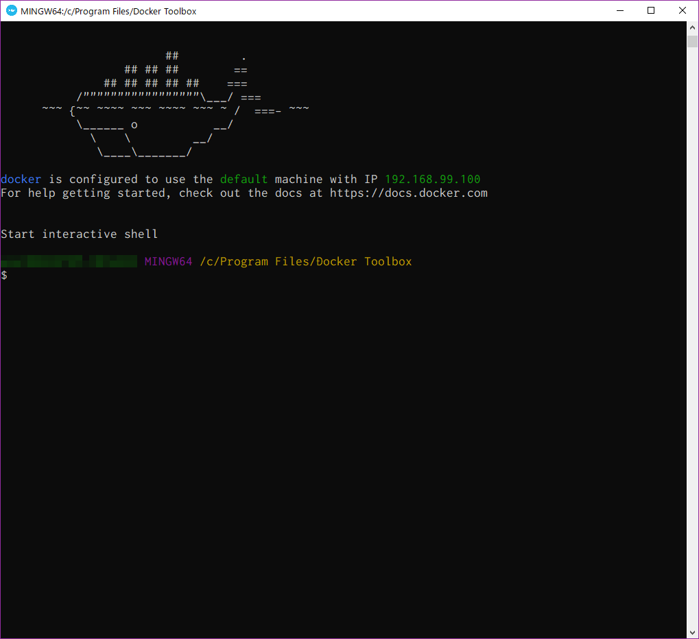 Docker Quickstart Terminal