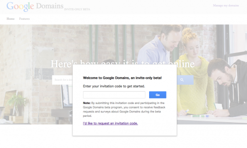GoogleDomainsの最初の画面