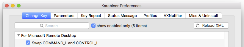 Karabiner：[Change Key]タブ