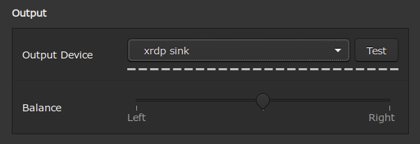 音声の出力先が`xrdp sink`になっている