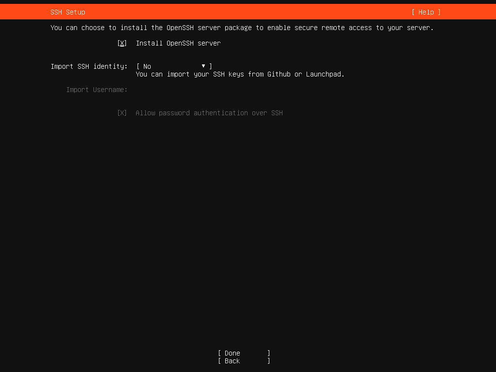 SSHサーバーはインストール必須